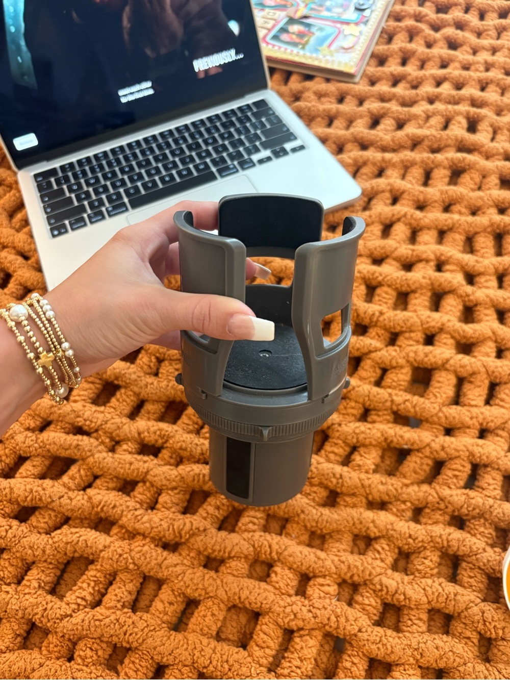 Universal Gray Car Cup Holder Expander